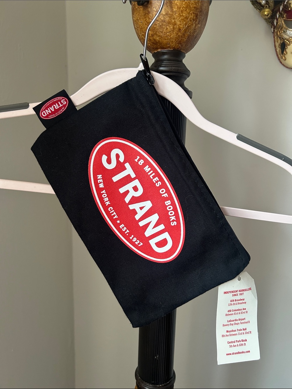 NYC Strand Bookstore Black Canvas Zip Pouch - Red Logo